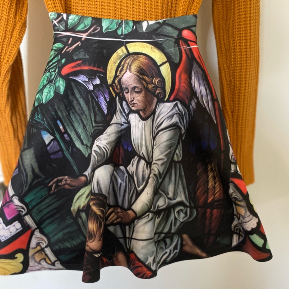 Rainbow Baroque Print Mini Skater skirt
